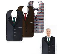 TaoTazon Adult Bibs for Men, 3 PCS Waterproof and Reusable Adult Bib with Crumb Catcher, Adjustable Clothing Protectors for Adult, Elderly and Disabled (Snap)