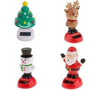 Taotenish 4pcs Solar Powered Christmas Toys Dancing Ornaments Snowman/Santa/Reindeer/Xmas Nodding Solar Toys for Home/Office/Car/Window Ornaments