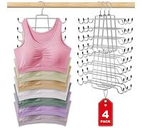 TAOUNOA 4 Pack Closet Organizer, 8 Tier Hangers Space Saving Dorm Decor Mental Tank Top Hanger, Foldable Bra Hanger for Dorm Room Essentials for College Students Girls
