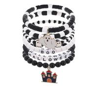 Taouzi 24 Pieces Surfer Heishi Bracelets for Women Handmade Stackable Stretch Friendship Bracelets Bulk 4th of July Bracelets Holiday Jewelry Gifts for Women Men, Halloween 6Pcs 10, Clay, created