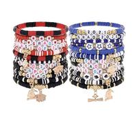 Taouzi 24 Pieces Surfer Heishi Bracelets for Women Handmade Stackable Stretch Friendship Bracelets Bulk 4th of July Bracelets Holiday Jewelry Gifts for Women Men, Graduation 24PCS 1, Clay, no gemstone