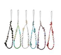 Taouzi 6PCS Beaded Phone Charms Face Fruit Star Pearl Rainbow Beads Phone Lanyard Wrist Strap for Women, Style6-7, Clay Stone Plastic, No Gemstone