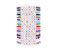 Taouzi Beaded Friendship Bracelets for Women Handmade Elastic Stackable Bracelets Bulk Fashion Boho Jewelry Set for Women Men, Please Please Please, Stone, no gemstone