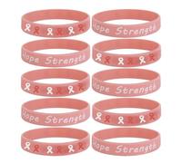 Taouzi Breast Cancer Silicone Bracelets Bulk Pink Ribbon Breast Cancer Awareness Bracelets Prevention Month Activity Jewelry Gifts for Women Men, Color 9 Pink 10Pcs, Silicone, no gemstone