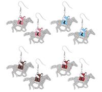 Taouzi Cowgirl Earrings for Women Western Cowgirl Sparkly Rhinestone Tassels Cowgirl Hat Cowgirl Boots Dangle Earrings Set Cowgirl Jewelry for Women Western Accessories 3 Pairs, Horse 1, Alloy Steel