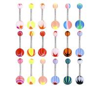 Taouzi Cute Pink Heart Belly Rings Dangle Belly Button Ring for Women 316L Stainless Steel Belly Button Piercing Pack with Heart Bow Butterfly Flower Elements 14G, L, Metal, created alexandrite