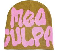 TaowaveWomen Beanie Y2k Hat,MEA Culpa Graphic Beanies Designs,Winter Hat Knit Skull Cap Gray Blue, Brownish Pink, S