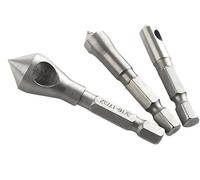 Taoxekoro 3PC Hex Shank Imperial Countersink Set - Internal Chip Evacuation Chamfer Tool for Deburring & Woodworking Hole Drilling