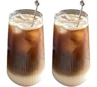 Taoyanmo 500 ml, Set of 2 Crystal Latte Macchiato & Cappuccino Glasses, Transparent, Borosilicate Glass, Reusable, Cocktail Party, Home, Hot & Cold Beverages