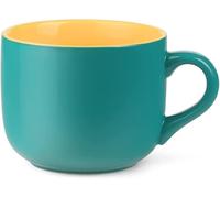 Taoyanmo 650ML/22OZ Large Soup Bowl,Ceramic Grain Soup Cup/Coffee Mug/Salad Bowl,Microwave Safe Cup，for Milk Salad Cappuccino Cereal (Blue-Yellow)