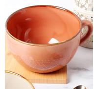 Taoyanmo 700ML Large Soup Bowl,Stoneware Mugs,Ceramic Grain Soup Cup/Coffee Mug/Salad Bowl,Large Capacity Mug for Milk Salad Cereal,Cappuccino Latte, Hot Cocoa Or Hot Tea (Earthy red)