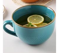 Taoyanmo 700ML Large Soup Bowl,Stoneware Mugs,Ceramic Grain Soup Cup/Coffee Mug/Salad Bowl,Large Capacity Mug for Milk Salad Cereal,Cappuccino Latte, Hot Cocoa Or Hot Tea (Blue)