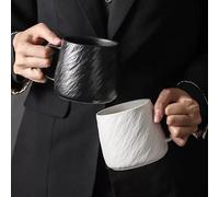 Taoyanmo Coffee Mug, 500ml, Handmade Tea Cup with Handle, Ceramic Cups with Handles for Tea, Cappuccino, Latte,Coffee & Hot Drinks - Stylish & Durable - Microwave & Dishwasher Safe (White,Black)