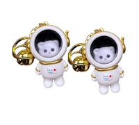TAOZHIYAO 2Pcs Starry Bear Night Light, Romantic Starry Sky Glowing Bear/Cat Astronaut LED Night Light Keychain, Cute Glowing Space Man Pendant for Student Bag (Cat-Gold)