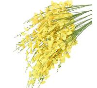Taozhiyy 12pcs Artificial Orchids Flowers, Yellow Fake Silk Dancing Lady Orchid, Simulated Long Stem Flowers Plants for Home Wedding Office Party Festive Decoration (95cm)