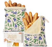 TAOZIM 2 Pack Beeswax Bread Bags for Sourdough & Homemade, L-Zip & Buckle