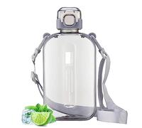 Taozoey 750ml Flat Water Bottle, Leak Proof, Sport, Fitness, Camping, Modern, BPA Free, Gray
