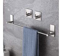 Taozun 16-Inch Towel Bar - Self Adhesive Bathroom Towel Holder with 2 Packs Towel Hooks, Stainless Steel Bathroom Hardware Accessory Kit, No Drilling