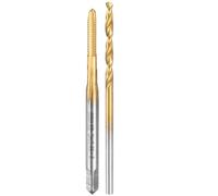 Tap and Drill Bit Set, 1pcs 2-56 UNC Straight Flute Thread Screw Taps & 1pcs 1.8mm Twist Drill Bits, Titanium Coated HSS-6542 Tapping Threading Tool Kit