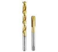 Tap and Drill Bit Set, 1pcs M10 x 1 Metric Spiral Point Thread Screw Taps & 1pcs 9mm Twist Drill Bits, Titanium Coated HSS-6542 Tapping Threading Tool Kit