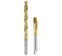 Tap and Drill Bit Set, 1pcs M8 x 1 Metric Spiral Point Thread Screw Taps & 1pcs 7.0mm Twist Drill Bits, Titanium Coated HSS-6542 Tapping Threading Tool Kit