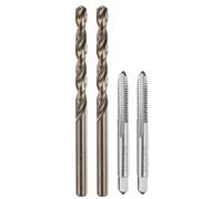 Tap and Drill Bit Set, 2pcs 1/4-20 UNC Straight Flute Thread Screw Taps & 2pcs 5.1mm Twist Drill Bits, Uncoated/Roasted Yellow HSS-6542/M35 HSS-CO Tapping Threading Tool Kit