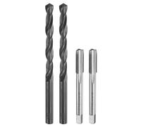 Tap and Drill Bit Set, 2pcs 5/16-36 UNS Straight Flute Thread Screw Taps & 2pcs 7.3mm Twist Drill Bits, Uncoated/Black Oxide HSS-6542 Tapping Threading Tool Kit