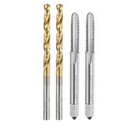 Tap and Drill Bit Set, 2pcs M5 x 1 Metric Straight Flute Thread Screw Taps & 2pcs 4.0mm Twist Drill Bits, Uncoated/Titanium Coated HSS-6542 Tapping Threading Tool Kit