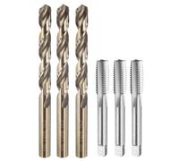 Tap and Drill Bit Set, 3pcs M12 x 1.75 Metric Straight Flute Thread Screw Taps & 3pcs 10.2mm Twist Drill Bits, Uncoated/Roasted Yellow HSS-6542/M35 HSS-CO Tapping Threading Tool
