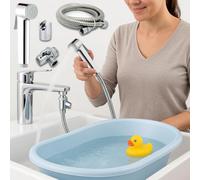 Tap Bidet Sprayer Kit for Baby Hygiene - 2m Hose, Brass Diverter - Douche Attachment for Bathroom Taps - Nappy Changes & Potty Training - Chrome & Black Variants (Style 4, Silver)