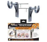 Tap Bracket Curtain to Hang Your Curtains Quickly - No Measuring No Drills No Screws No Mess (Silver)