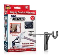 Tap Bracket Curtain to Hang Your Curtains Quickly - No Measuring No Drills No Screws No Mess (Silver)