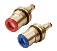 Tap Cartridge Replacement, 2 Pack Mixer Tap Cartridge 1/4 Turn 20 Spline Brass Ceramic Disc Tap Hot and Cold Inner Faucet Valve Insert Gland for Kitchen Shower Bathroom and Shower Faucets Taps Screws