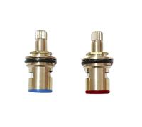 Tap Cartridge Valve Replacement, Ceramic Disc Faucet Cartridges, Brass Gland Inserts with Washer Screws, Quarter 1/4 Turn for Sink Bathroom Shower Kitchen (Blue (Cold) - Anticlockwise Open)