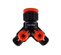 Tap Connector Female 2 Way Double 3/4 Inch With Reducing Connector 1Inch Black Orange Costwise