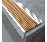 Tap Connectors Flexi Pipes Tails, L Shape Aluminum Alloy Stair Nose Protector, Heavy Duty Caps with Pvc Strips(Brown,W7m(2.8"))