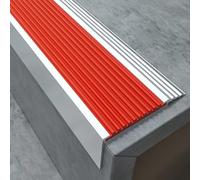 Tap Connectors Flexi Pipes Tails, L Shape Aluminum Alloy Stair Nose Protector, Heavy Duty Caps with Pvc Strips(Red,W7m(2.8"))