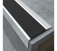 Tap Connectors Flexi Pipes Tails, L Shape Aluminum Alloy Stair Nose Protector, Heavy Duty Caps with Pvc Strips(Black,W7m(2.8"))