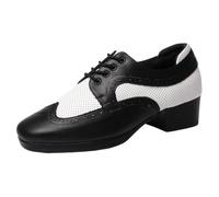 Tap Dancing Shoes Men,Salsa Tango Practice Shoes for Men,Soft and Resistant to Bending,Flexible and Lightweight,Suitable for Quickstep,Latin,Tango,Waltz,Foxtrot Black White