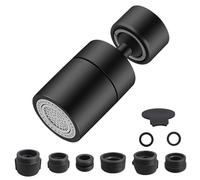 Tap Faucet Aerator for Kitchen Sink 360° Swivel Tap Replacement Spray Head Faucet Extension Sprayer Attachment 2 Spray Modes Function for Kitchen Sink Bathroom (Black 80°)