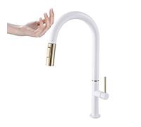 Tap for Bar Farmhouse Commercial, White Brushed Golden Smart Sensor Taps Sink Mixer, Rotate Touch Kitchen Faucet, Hot Cold MixerTap The New