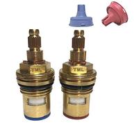 Tap Magician Damixa Venus Saturn Compatible Replacement Ceramic Disc Valves (QE53 Pair + SA01 Red/Blue Handle Adaptors)