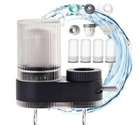 Tap Purifier, Tap Filter, 100% Natural 7 Layer Composite Cartridge Water Filter Tap, Suitable for Most Faucets, Removes Sand, Chlorine, Heavy Metals, Lead, And More (Black + 4)