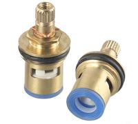 Tap Reviver Conversion Kit for Basin Sink Kitchen Mixer Taps - 1 Over 2 Self-Tapping Chrome Replacement Heads with Copper Valves Hot/Cold Set of 2
