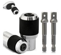 Tap Socket Adapter, CYLBAQ Tap Holder Socket Set with 3/8" Drive Extractor | Tap to Drill Chuck with Adjustable Jaws Fit #6 to 1/2" Taps, Hex Shank Tap Drill Adapter for Taps,Reamers,Screw Extractors