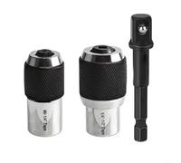 Tap Socket Set with Adjustable Jaws, Black Hexagonal Shank Tap Chuck Socket, for Hand and Power Tools(Hexagonal Shank Extension Rod + 2-Piece Tap Socket)