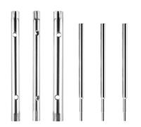 Tap Spanner Set, 6 Pcs Tubular Box Spanner, 8-9mm 10-11mm 12-13mm Dual-Ended Socket Wrench Box Spanners Sets for Taps Boxs Spanners Set with Tommy Bar for Bath Kitchen Under Sink Tap