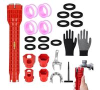 Tap Spanner Set with 14-in-1 Basin Wrench, Adjustable Spanner, PTFE Tape & Washers - Plumbing Wrench Kit for Faucet, Sink & Valve Installation - Ideal for Kitchen, Bathroom, and Toilet Use