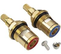 Tap Valves Replacement 1/2" Brass Tap Cartridge Valves Ceramic Disc Gland Quarter Turn 20 Teeth Fitting Connections for Bathroom Kitchen Tap(2 Pcs)
