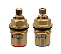 Tap Valves Replacement, Brass Ceramic Disc Cartridges Insert Faucet Valve Quarter Turn 1/2" Ceramic Tap Valves for Bathroom Kitchen Tap(A-Red+Blue)